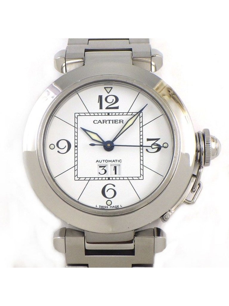 Cartier Watch Pasha C Date Luminous Hand Index White Dial Ss Automatic Winding